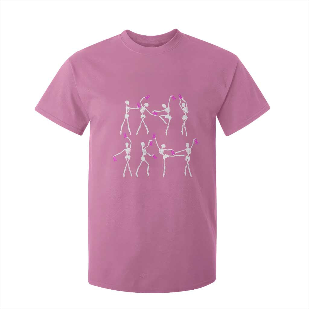 Pink Ribbon Breast Cancer Support T Shirt For Kid Skeleton Ballerinas Ballet Dance Cute Halloween