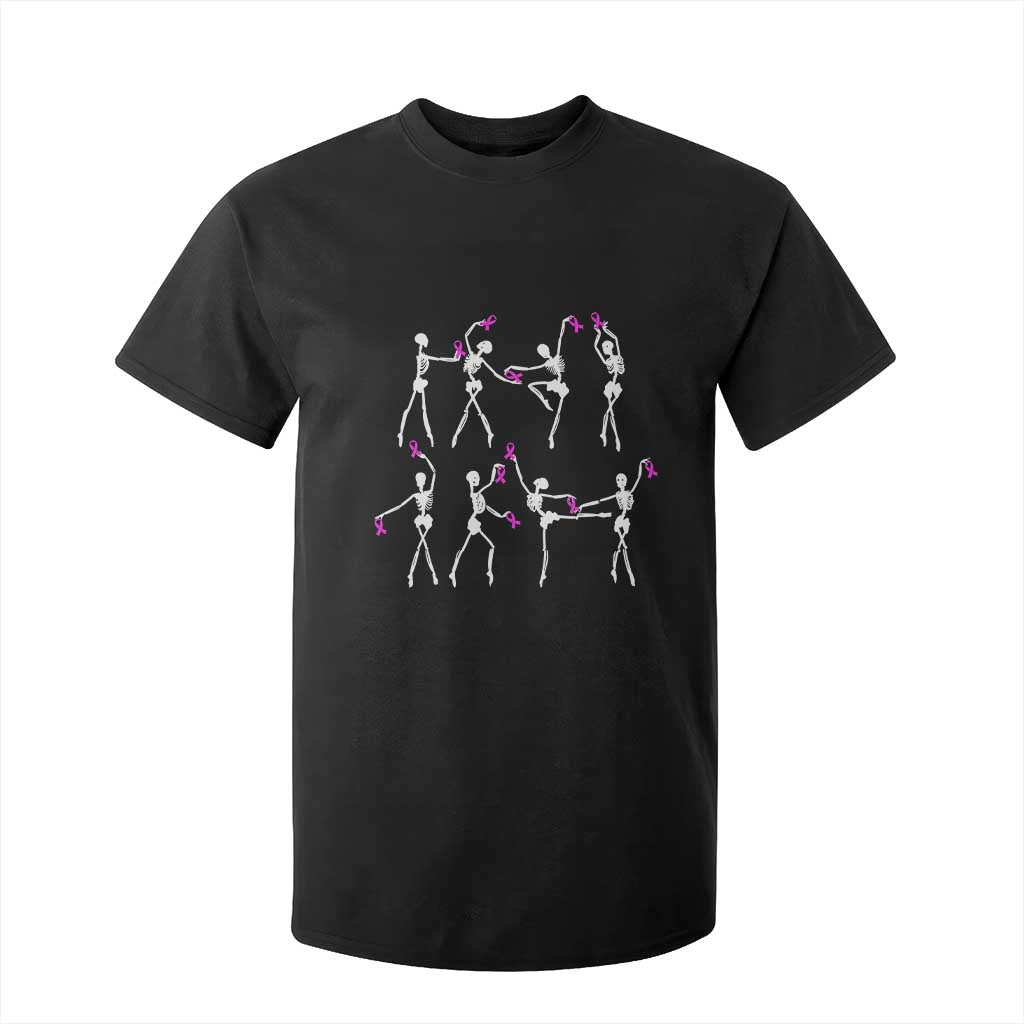 Pink Ribbon Breast Cancer Support T Shirt For Kid Skeleton Ballerinas Ballet Dance Cute Halloween