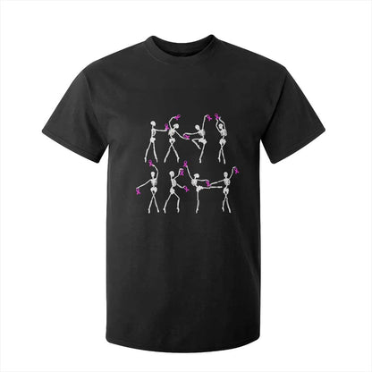 Pink Ribbon Breast Cancer Support T Shirt For Kid Skeleton Ballerinas Ballet Dance Cute Halloween