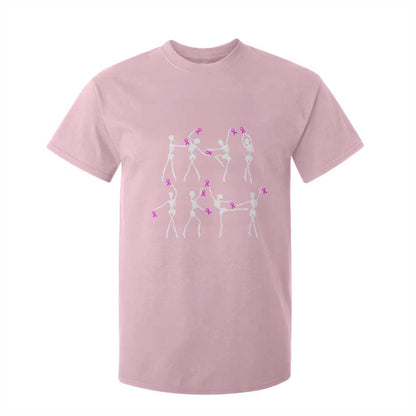 Pink Ribbon Breast Cancer Support T Shirt For Kid Skeleton Ballerinas Ballet Dance Cute Halloween