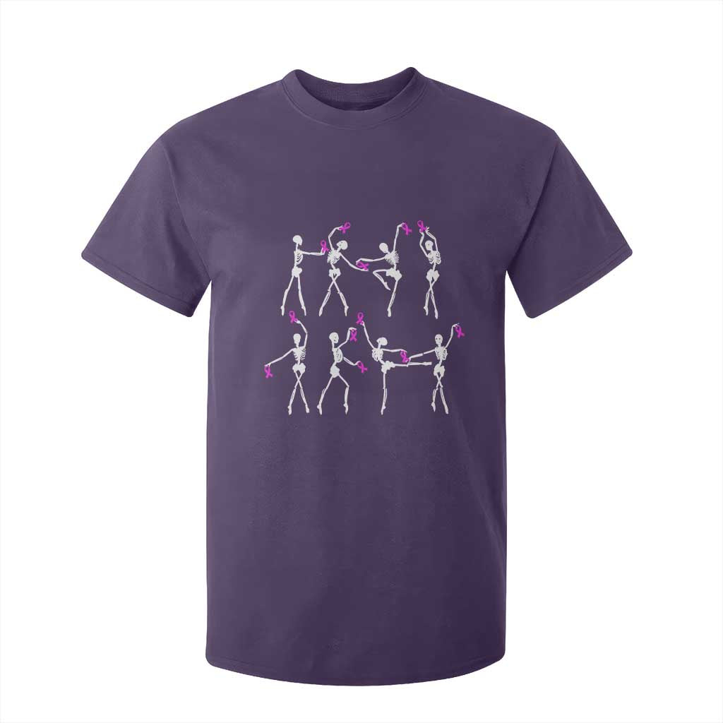 Pink Ribbon Breast Cancer Support T Shirt For Kid Skeleton Ballerinas Ballet Dance Cute Halloween