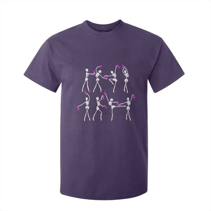 Pink Ribbon Breast Cancer Support T Shirt For Kid Skeleton Ballerinas Ballet Dance Cute Halloween