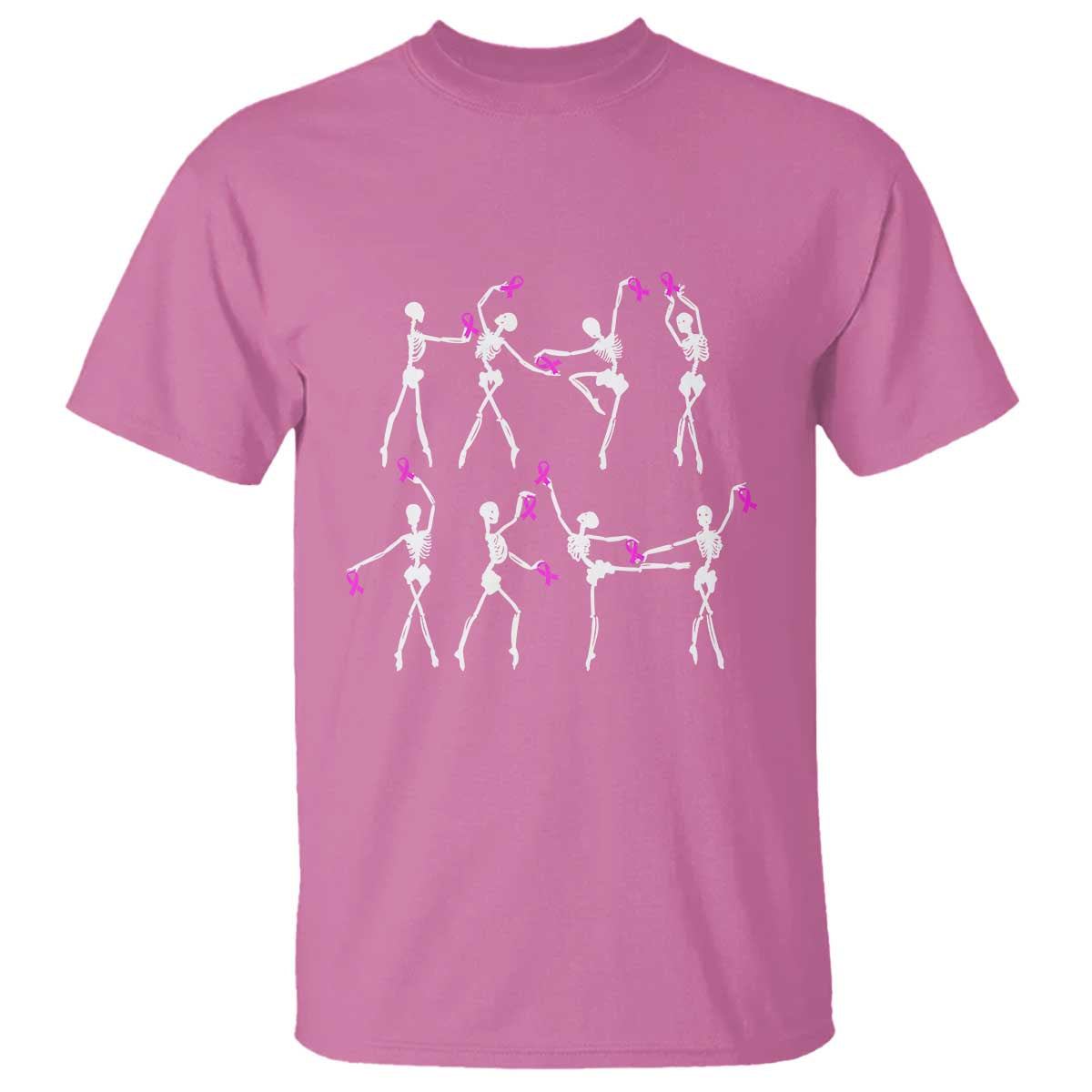 Pink Ribbon Breast Cancer Support T Shirt Skeleton Ballerinas Ballet Dance Cute Halloween
