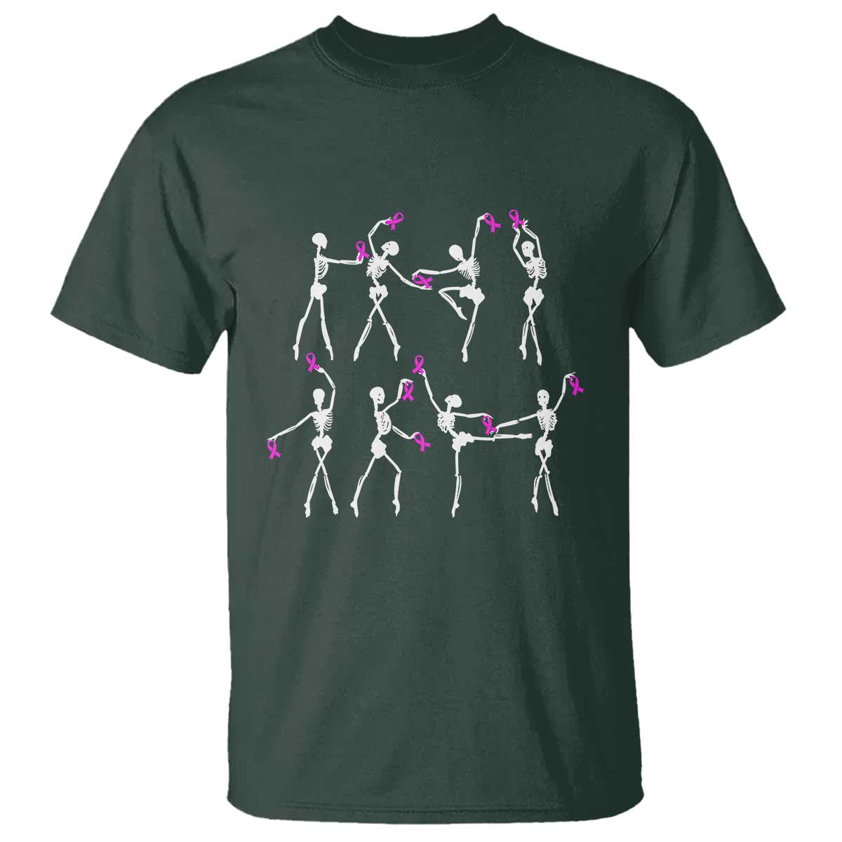 Pink Ribbon Breast Cancer Support T Shirt Skeleton Ballerinas Ballet Dance Cute Halloween