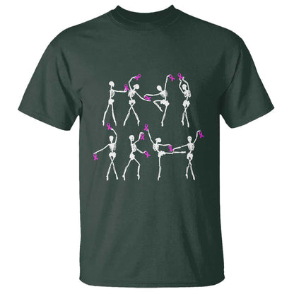 Pink Ribbon Breast Cancer Support T Shirt Skeleton Ballerinas Ballet Dance Cute Halloween