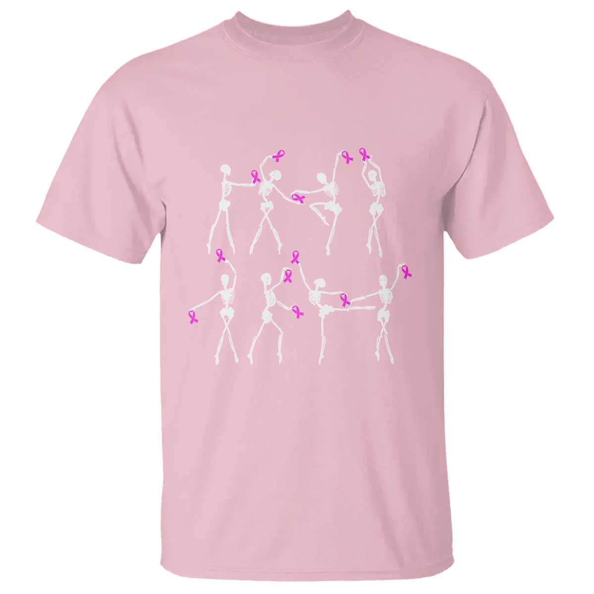 Pink Ribbon Breast Cancer Support T Shirt Skeleton Ballerinas Ballet Dance Cute Halloween