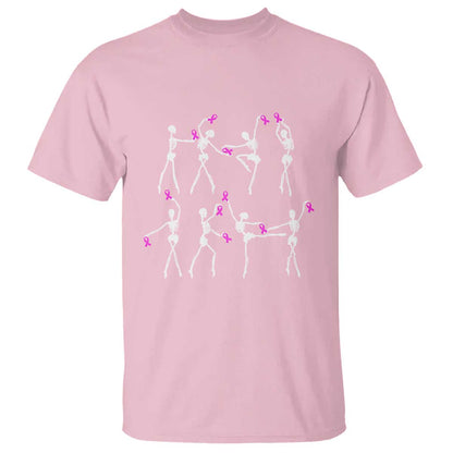 Pink Ribbon Breast Cancer Support T Shirt Skeleton Ballerinas Ballet Dance Cute Halloween