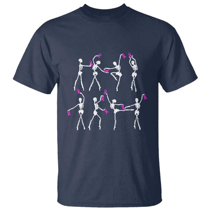 Pink Ribbon Breast Cancer Support T Shirt Skeleton Ballerinas Ballet Dance Cute Halloween