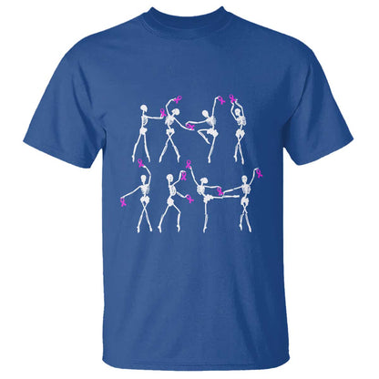 Pink Ribbon Breast Cancer Support T Shirt Skeleton Ballerinas Ballet Dance Cute Halloween