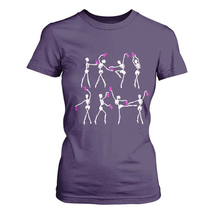 Pink Ribbon Breast Cancer Support T Shirt For Women Skeleton Ballerinas Ballet Dance Cute Halloween