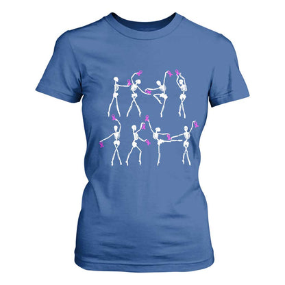 Pink Ribbon Breast Cancer Support T Shirt For Women Skeleton Ballerinas Ballet Dance Cute Halloween