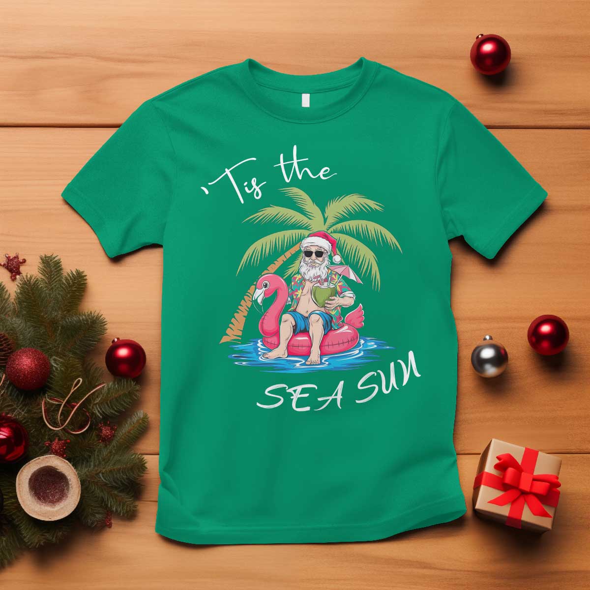 hawaiian-christmas-hawaii-santa-t-shirt-tis-the-sea-sun-beach-hawaii-xmas-in-july-tropical-xmas-gift-family-holiday