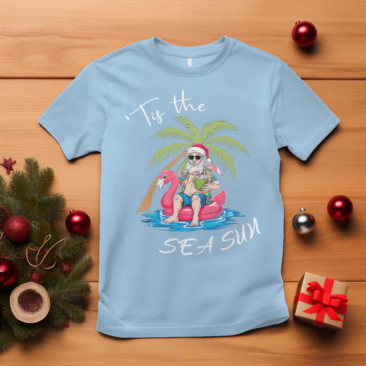 hawaiian-christmas-hawaii-santa-t-shirt-tis-the-sea-sun-beach-hawaii-xmas-in-july-tropical-xmas-gift-family-holiday
