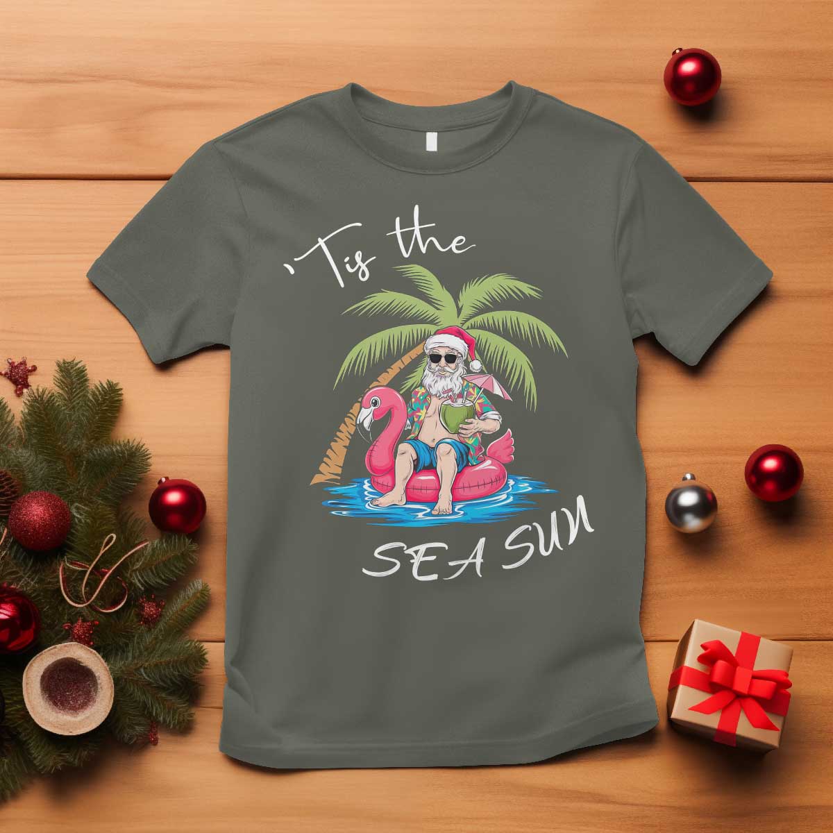 hawaiian-christmas-hawaii-santa-t-shirt-tis-the-sea-sun-beach-hawaii-xmas-in-july-tropical-xmas-gift-family-holiday