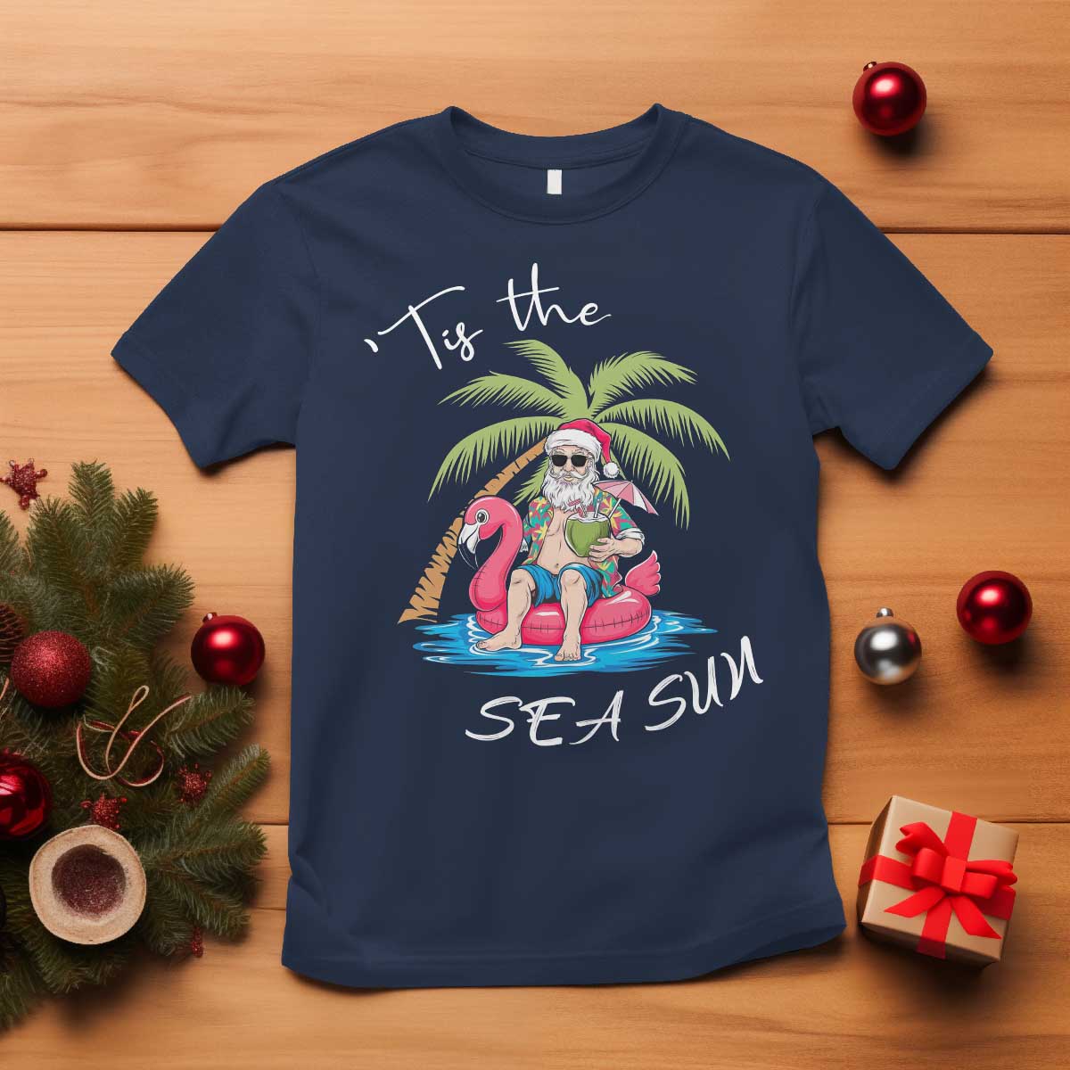 hawaiian-christmas-hawaii-santa-t-shirt-tis-the-sea-sun-beach-hawaii-xmas-in-july-tropical-xmas-gift-family-holiday