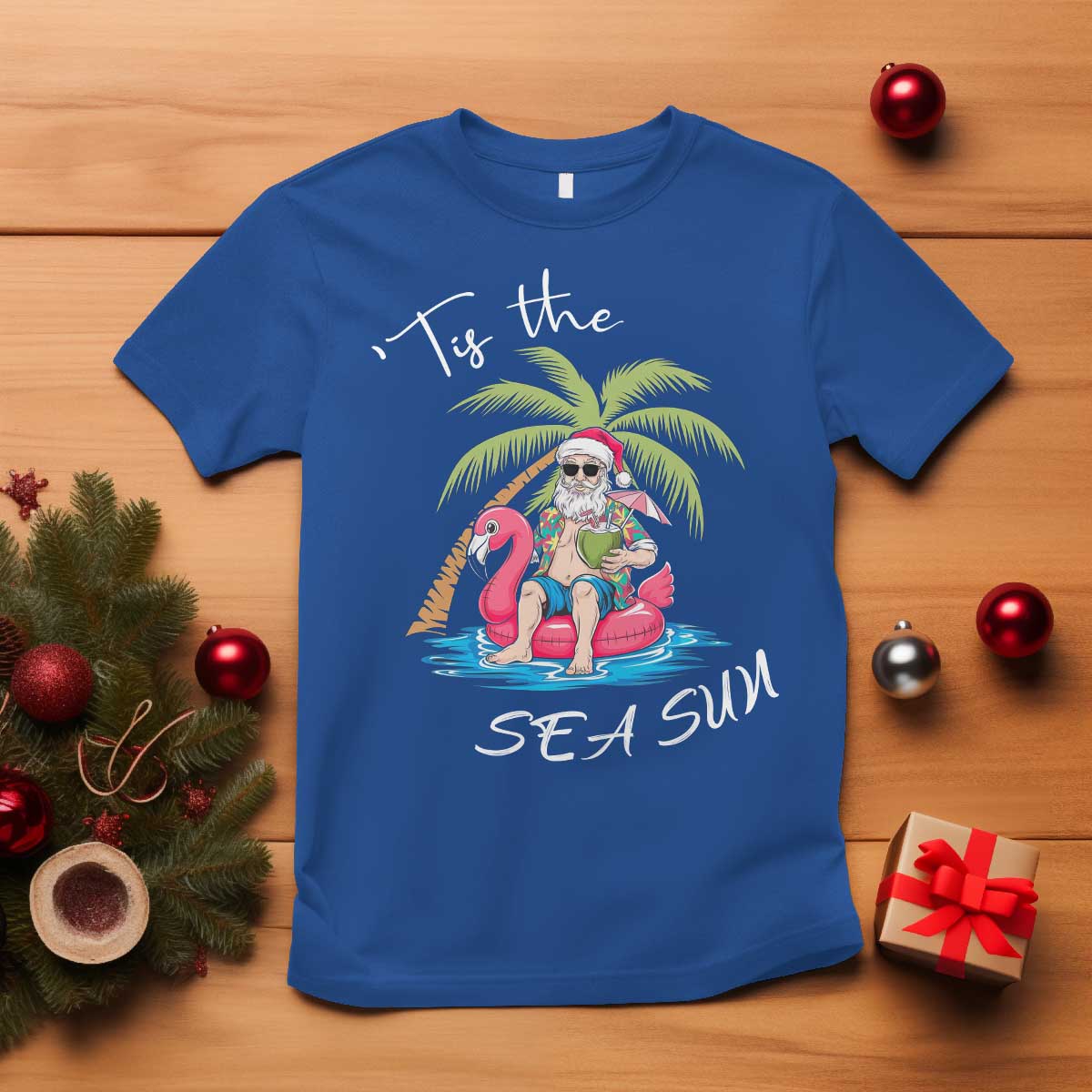 hawaiian-christmas-hawaii-santa-t-shirt-tis-the-sea-sun-beach-hawaii-xmas-in-july-tropical-xmas-gift-family-holiday