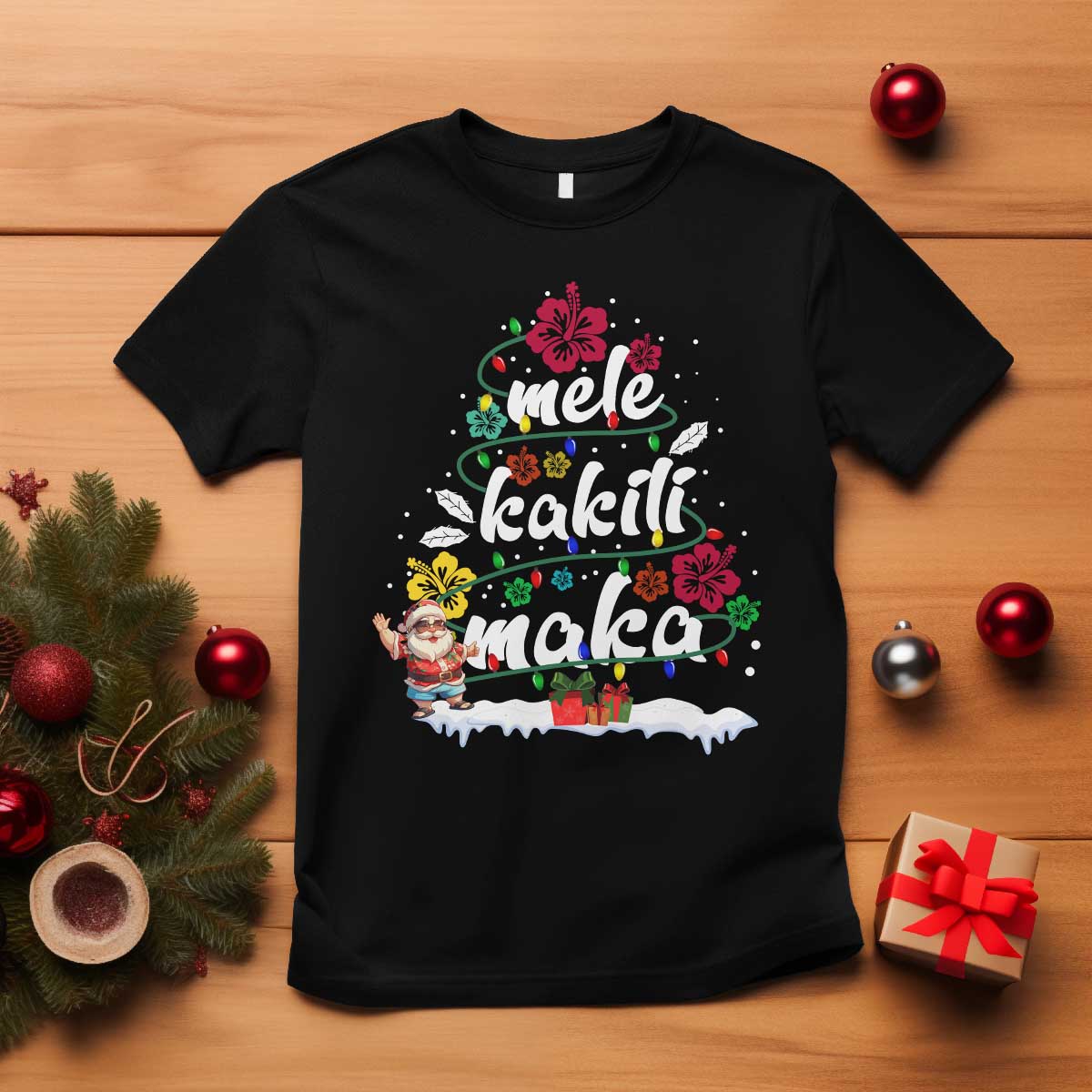 hawaiian-christmas-tree-t-shirt-mele-kalikimaka-beach-family-vacation-xmas-hawaii-santa