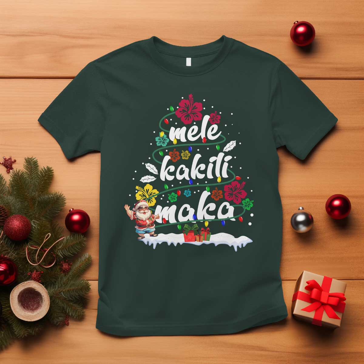 hawaiian-christmas-tree-t-shirt-mele-kalikimaka-beach-family-vacation-xmas-hawaii-santa