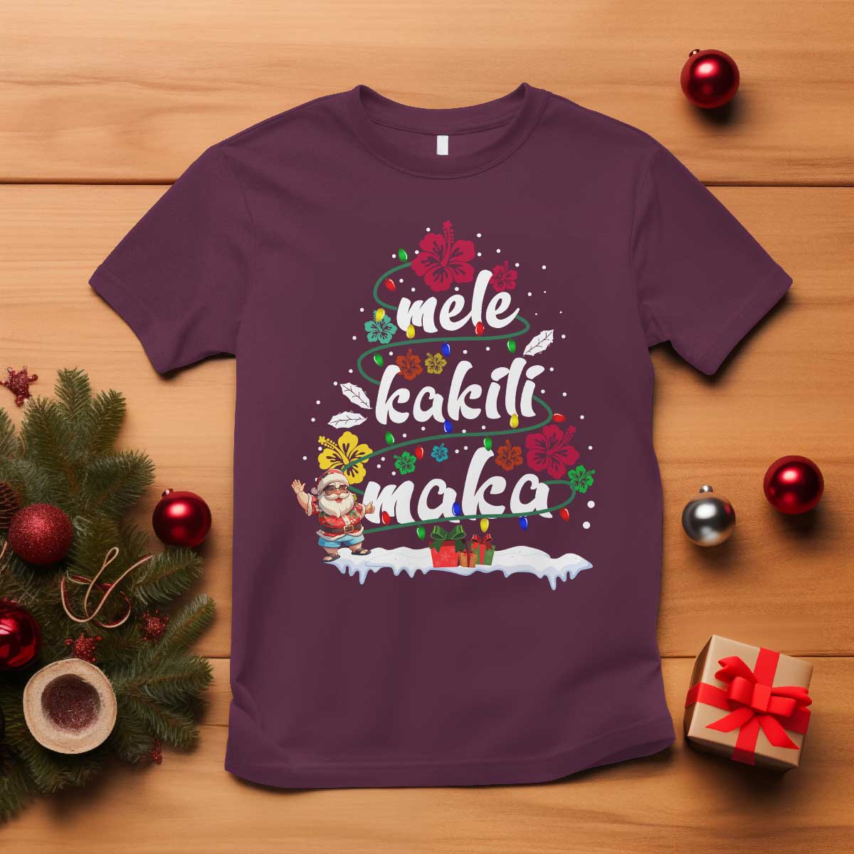 hawaiian-christmas-tree-t-shirt-mele-kalikimaka-beach-family-vacation-xmas-hawaii-santa
