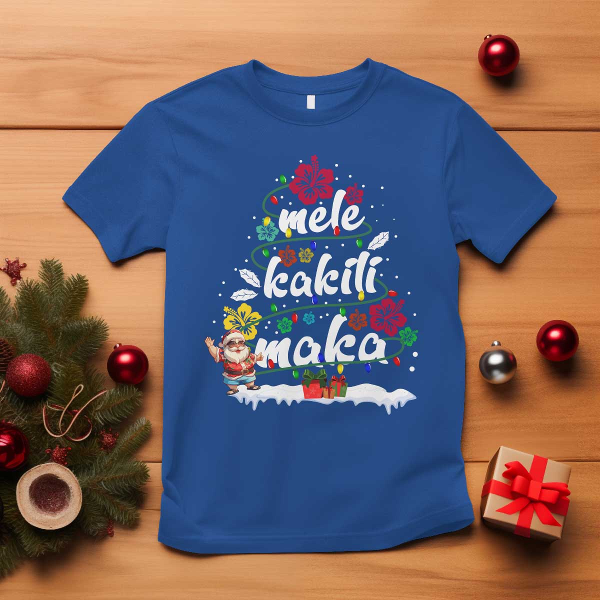 hawaiian-christmas-tree-t-shirt-mele-kalikimaka-beach-family-vacation-xmas-hawaii-santa