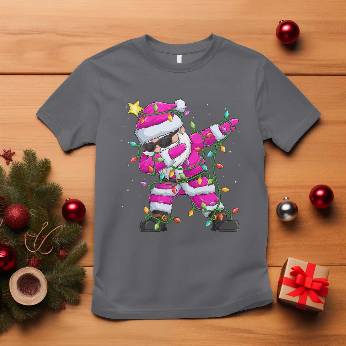 dabbing-santa-t-shirt-xmas-lights-pink-christmas-gifts