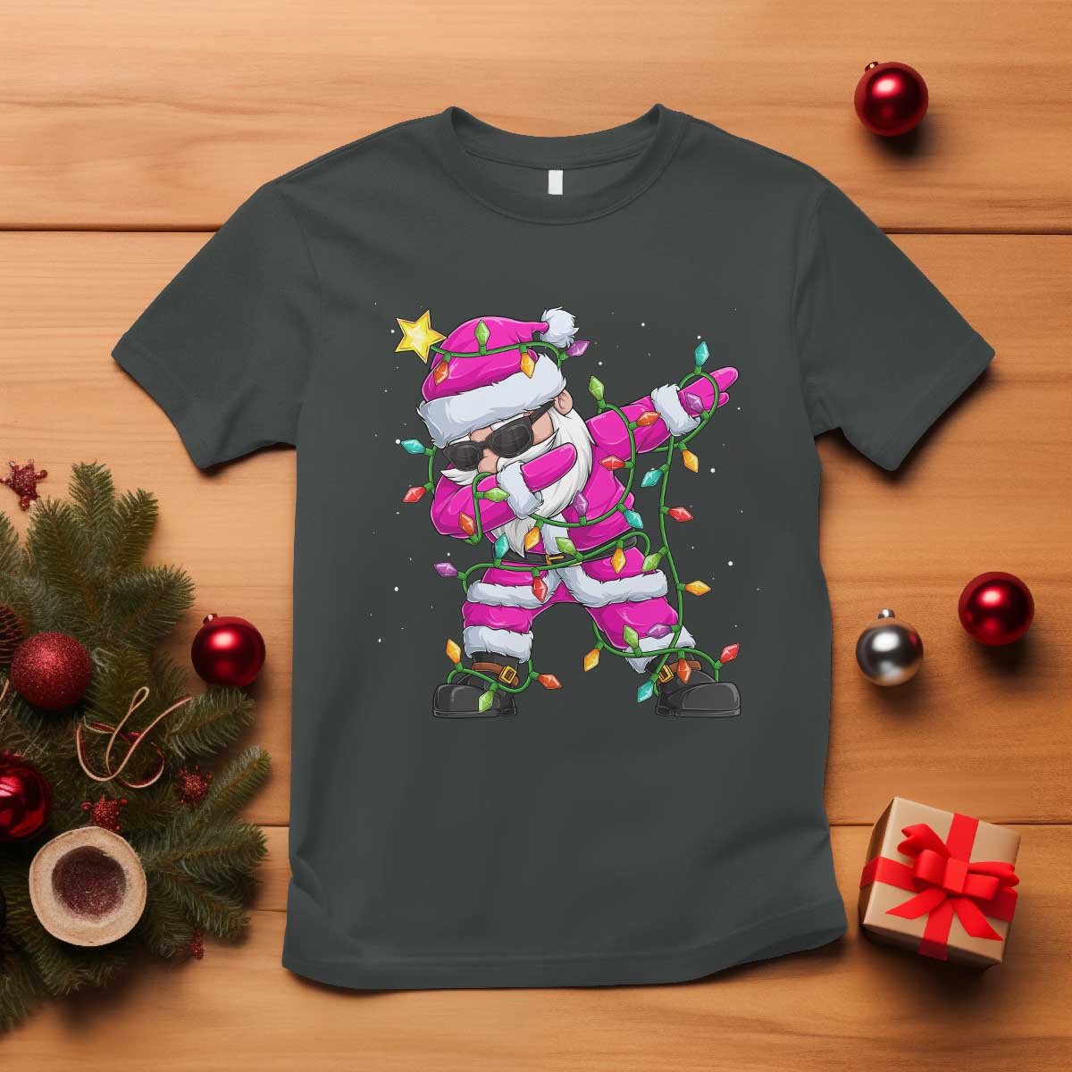dabbing-santa-t-shirt-xmas-lights-pink-christmas-gifts
