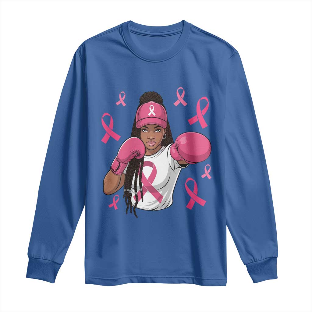 Black Women Fight Breast Cancer Support Long Sleeve Shirt Pink Ribbon African American