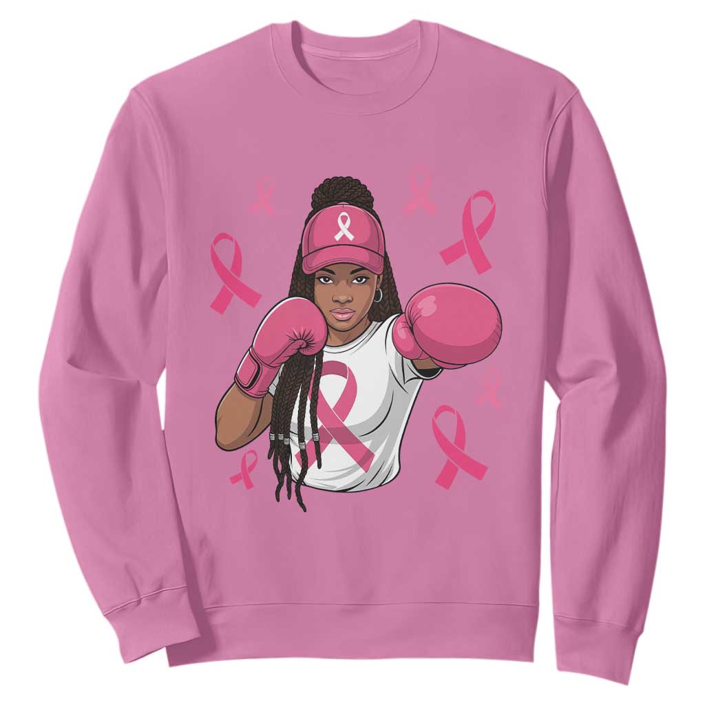 Black Women Fight Breast Cancer Support Sweatshirt Pink Ribbon African American