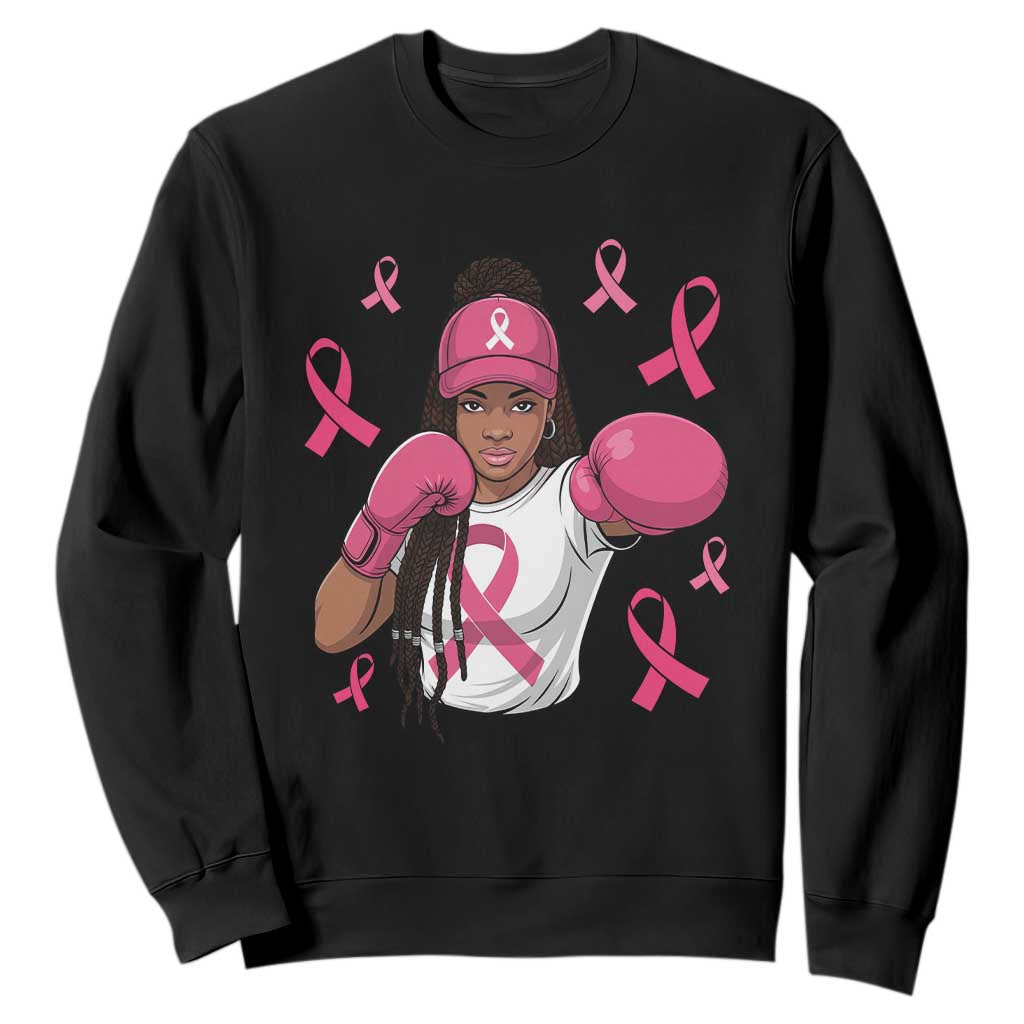 Black Women Fight Breast Cancer Support Sweatshirt Pink Ribbon African American
