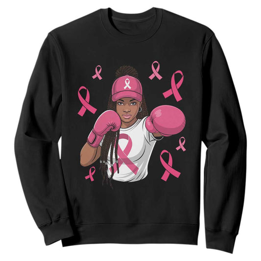 Black Women Fight Breast Cancer Support Sweatshirt Pink Ribbon African American