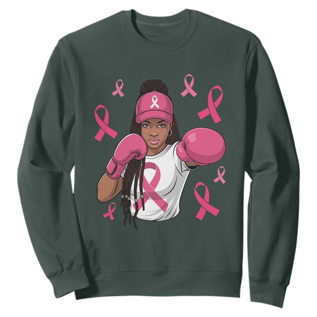 Black Women Fight Breast Cancer Support Sweatshirt Pink Ribbon African American
