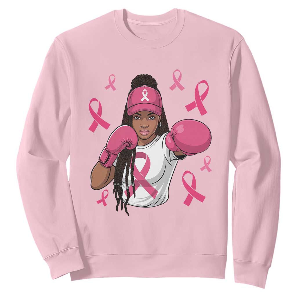 Black Women Fight Breast Cancer Support Sweatshirt Pink Ribbon African American