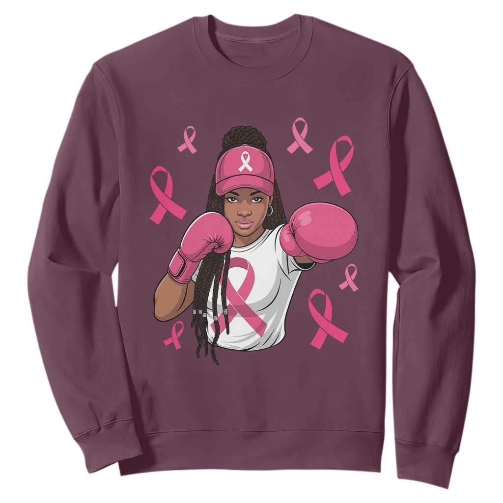 Black Women Fight Breast Cancer Support Sweatshirt Pink Ribbon African American