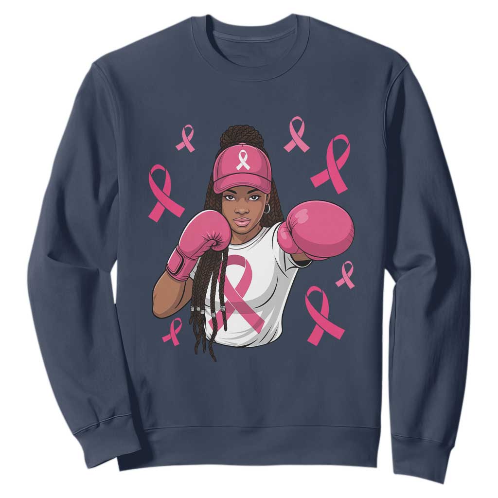 Black Women Fight Breast Cancer Support Sweatshirt Pink Ribbon African American