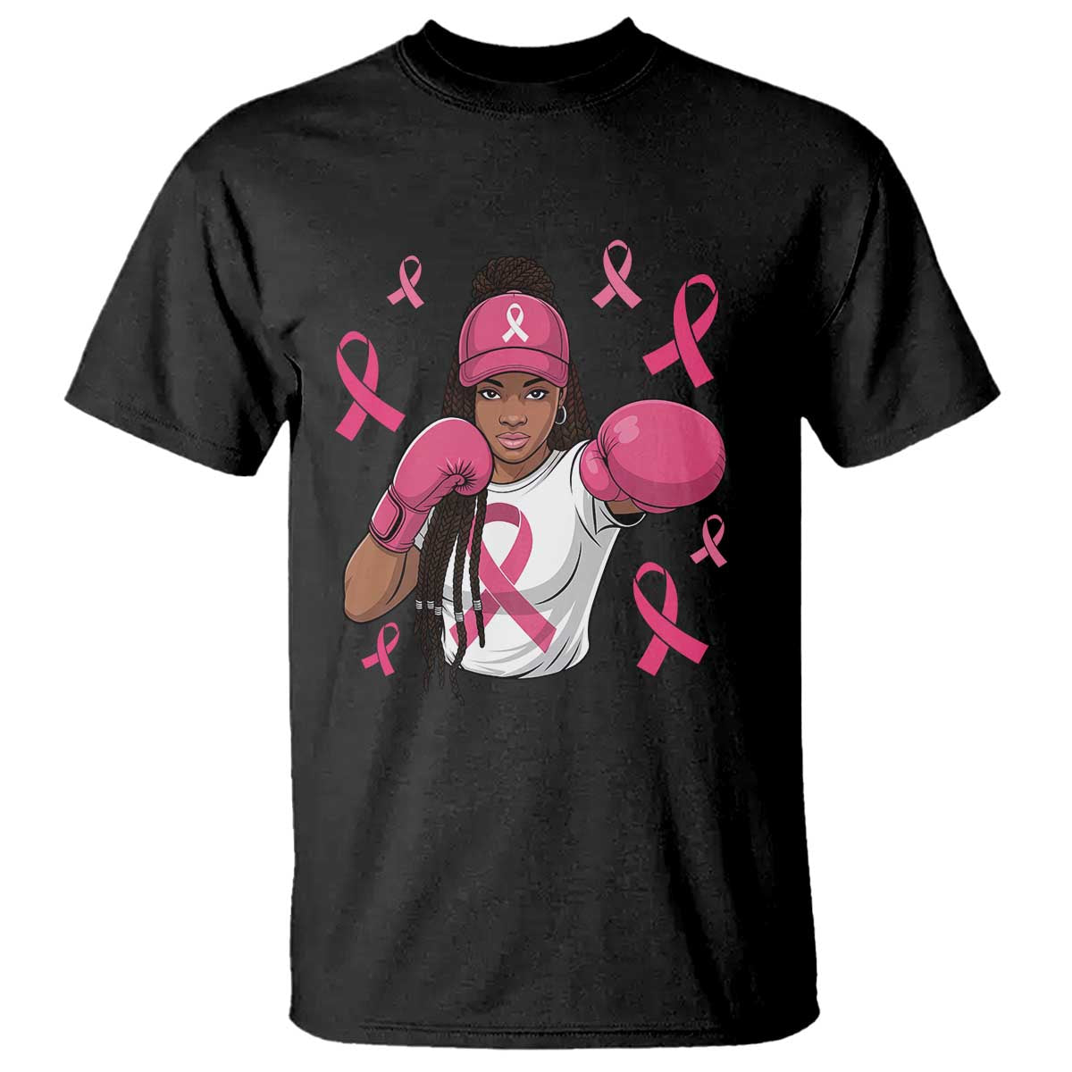 Black Women Fight Breast Cancer Support T Shirt Pink Ribbon African American