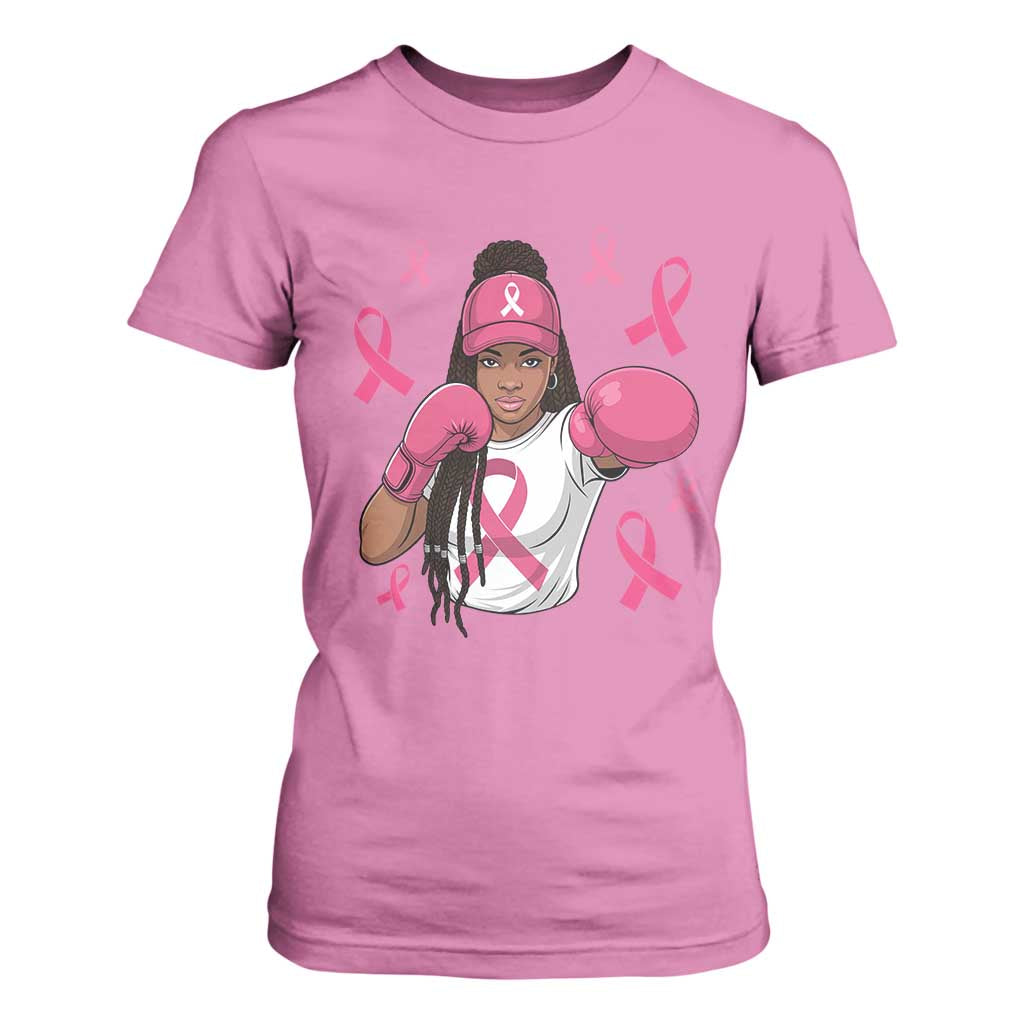 Black Women Fight Breast Cancer Support T Shirt For Women Pink Ribbon African American