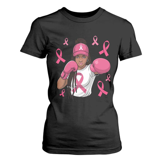 Black Women Fight Breast Cancer Support T Shirt For Women Pink Ribbon African American