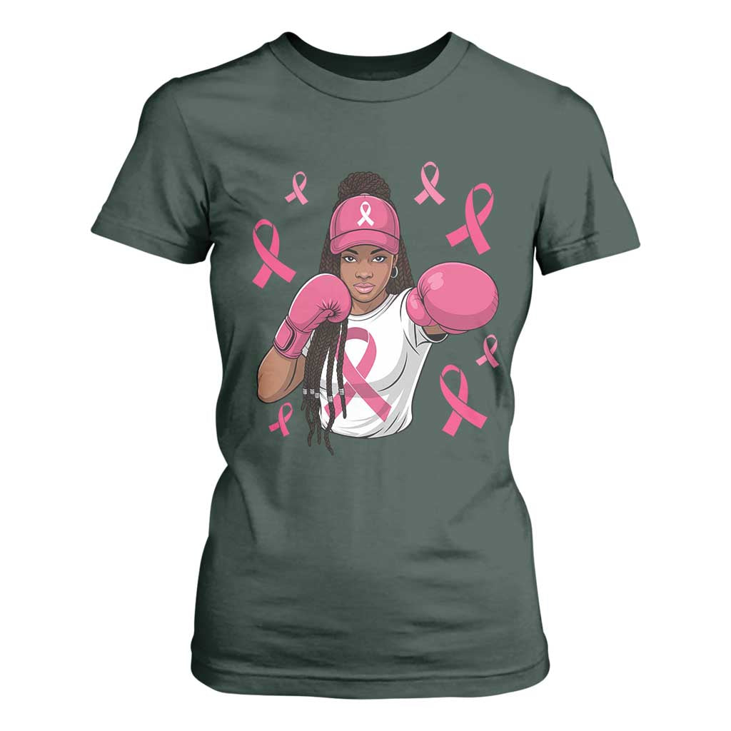 Black Women Fight Breast Cancer Support T Shirt For Women Pink Ribbon African American