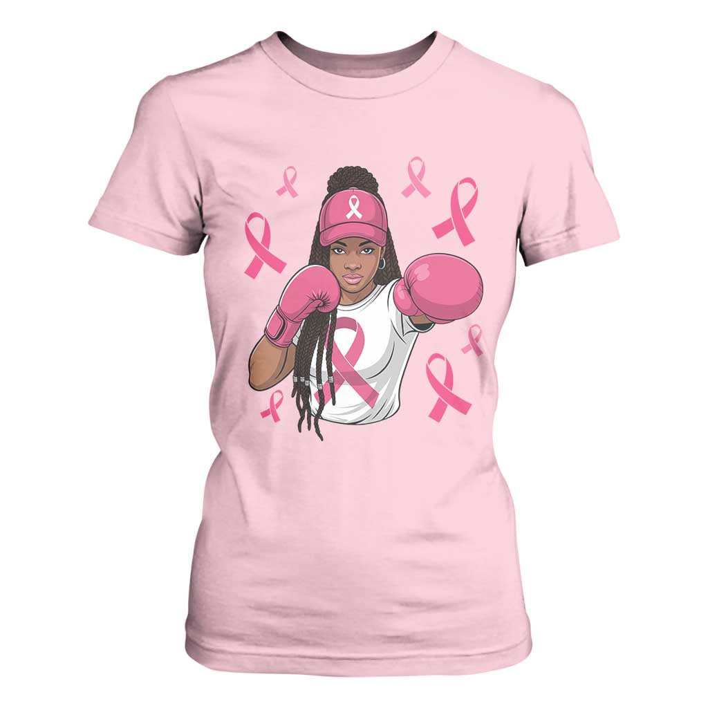 Black Women Fight Breast Cancer Support T Shirt For Women Pink Ribbon African American