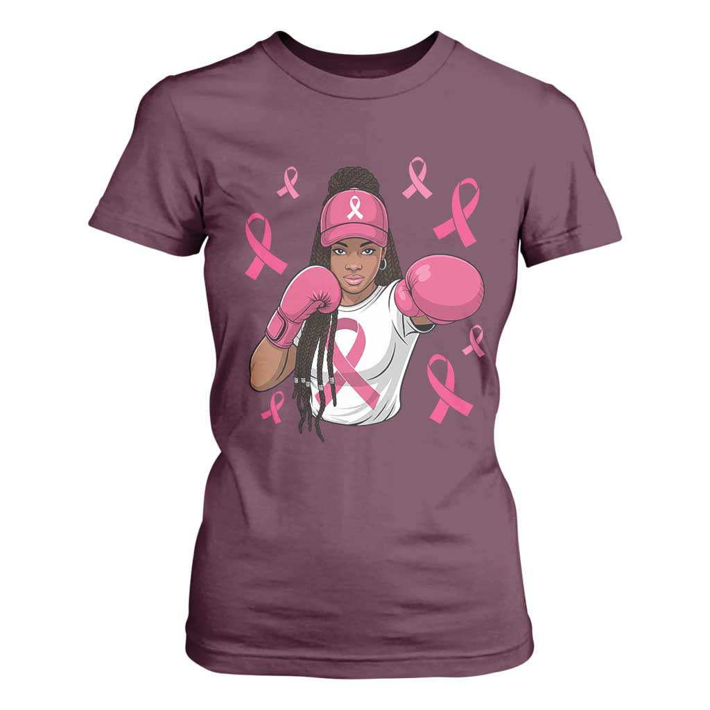 Black Women Fight Breast Cancer Support T Shirt For Women Pink Ribbon African American