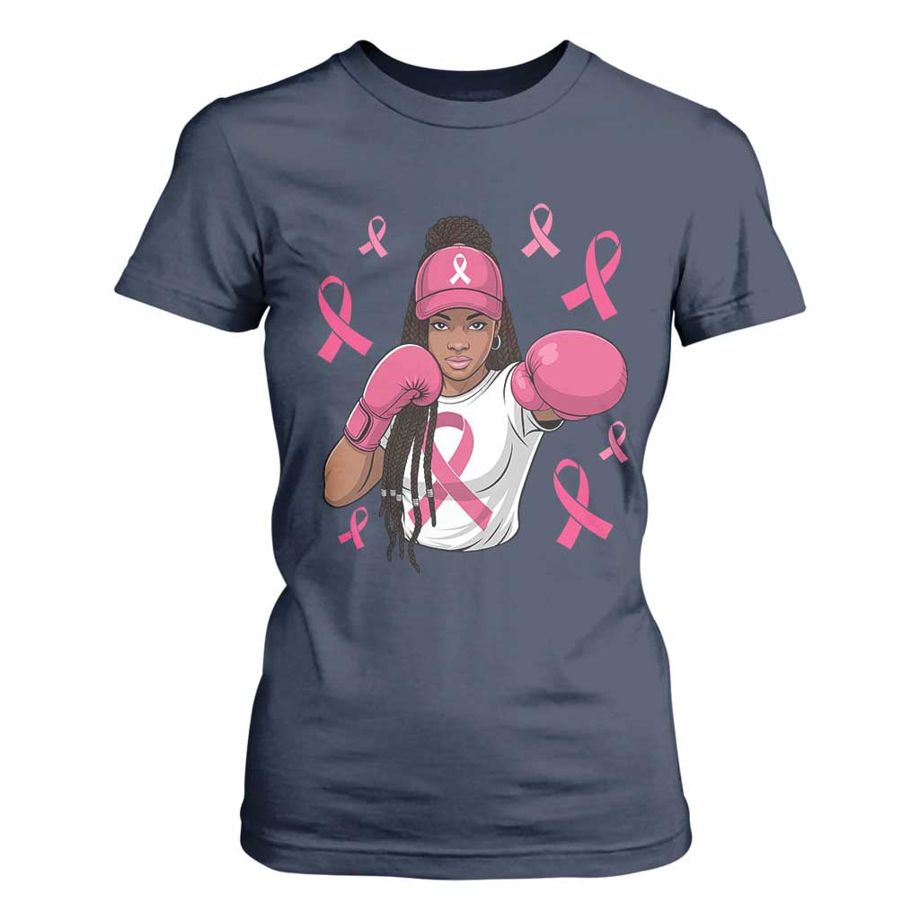 Black Women Fight Breast Cancer Support T Shirt For Women Pink Ribbon African American