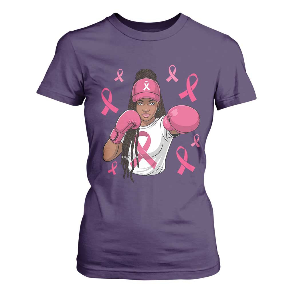 Black Women Fight Breast Cancer Support T Shirt For Women Pink Ribbon African American