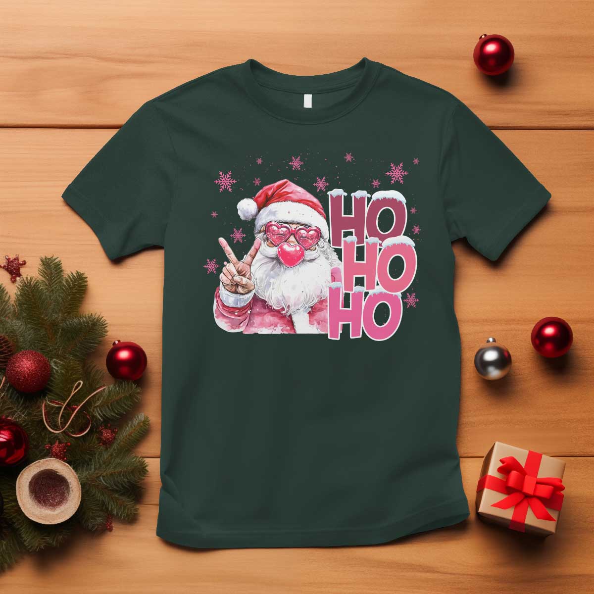 christmas-couple-matching-t-shirt-pink-santa-claus-ho-ho-ho