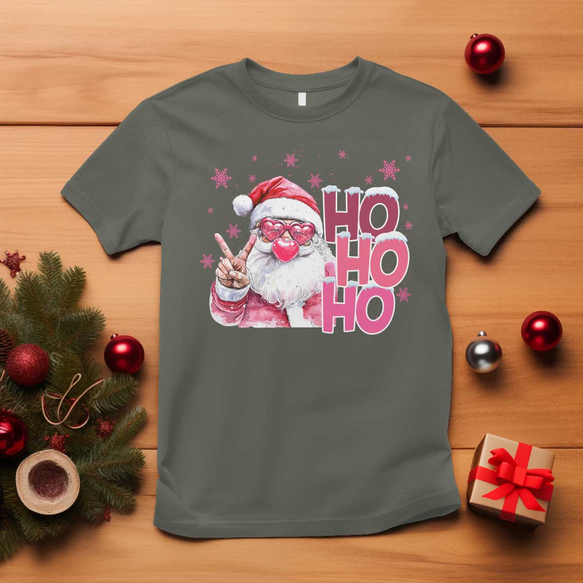 christmas-couple-matching-t-shirt-pink-santa-claus-ho-ho-ho