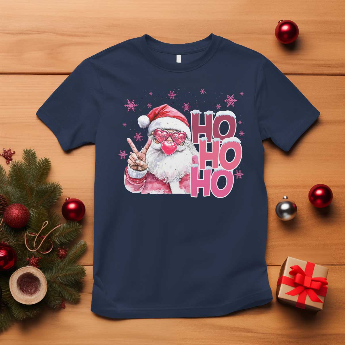 christmas-couple-matching-t-shirt-pink-santa-claus-ho-ho-ho