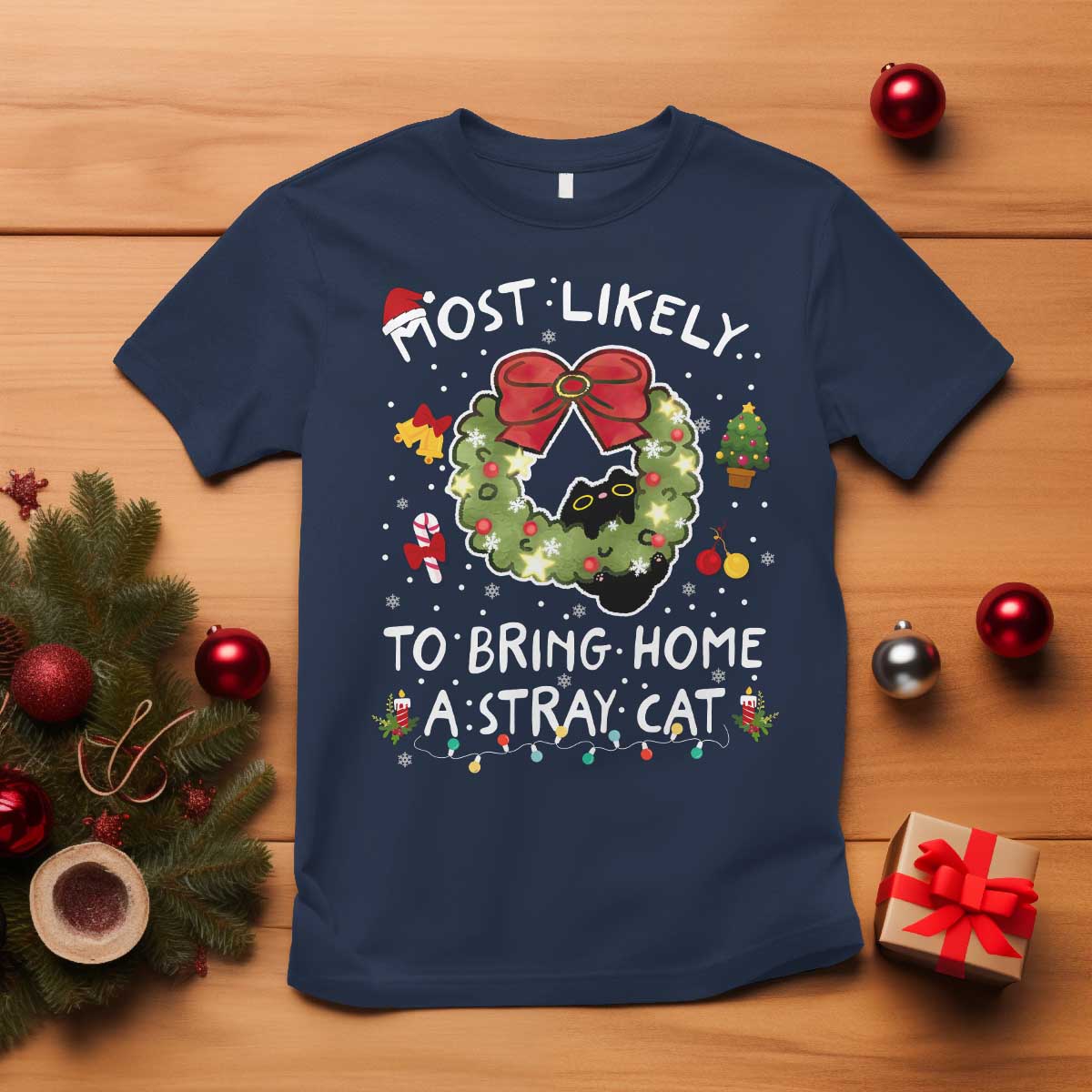 kitten-christmas-t-shirt-most-likely-to-bring-home-a-stray-cat-matching-xmas