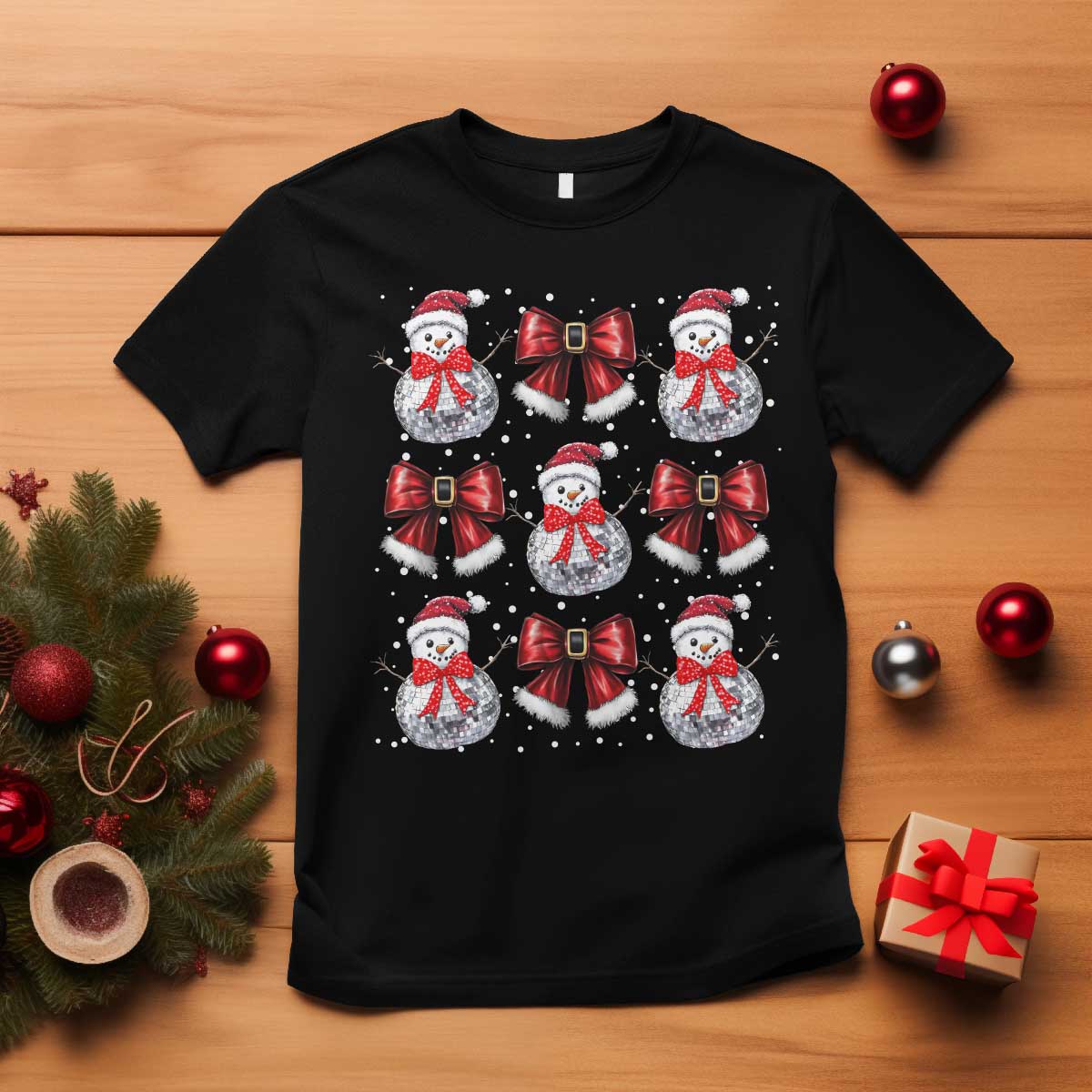 christmas-coquette-t-shirt-girly-xmas-disco-snowman-bow