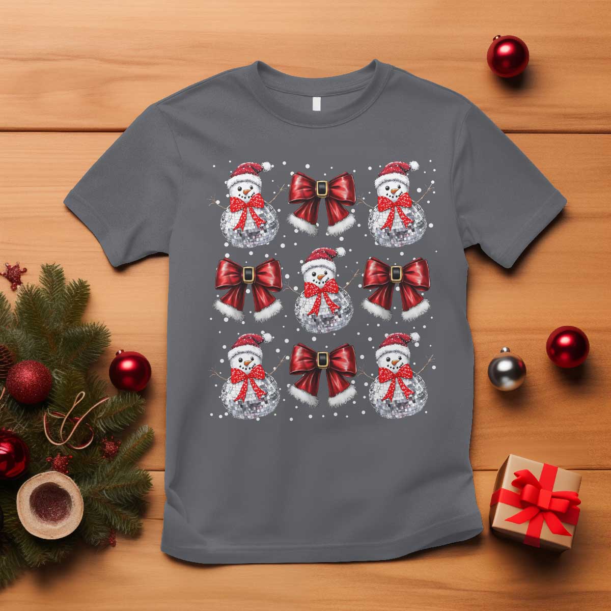 christmas-coquette-t-shirt-girly-xmas-disco-snowman-bow