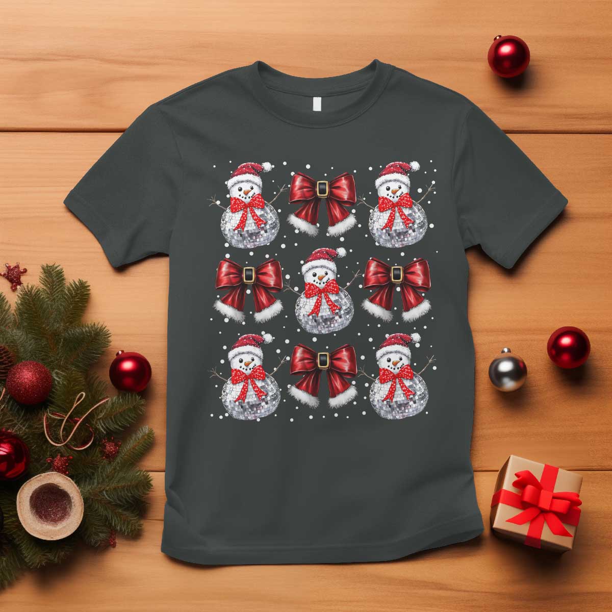 christmas-coquette-t-shirt-girly-xmas-disco-snowman-bow