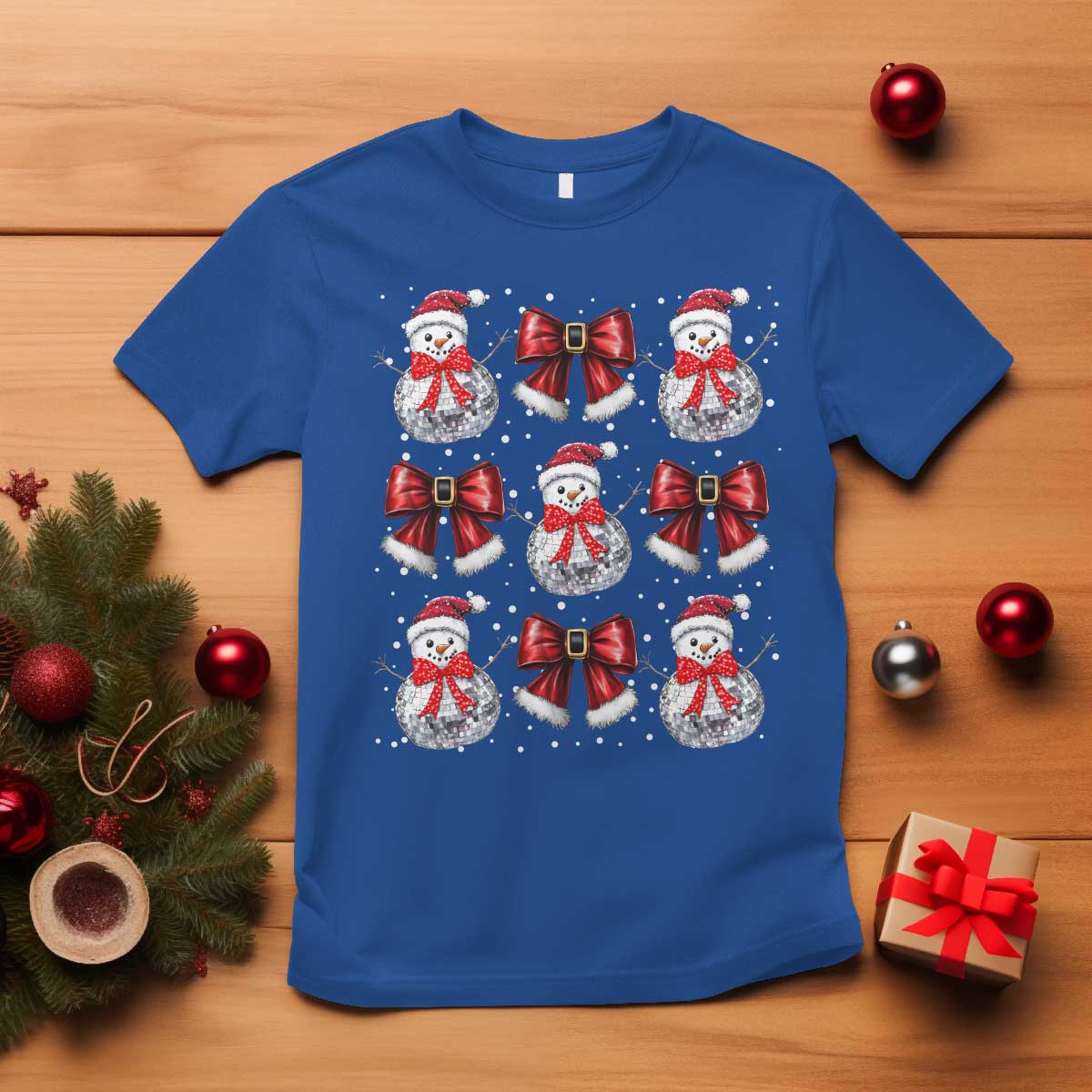 christmas-coquette-t-shirt-girly-xmas-disco-snowman-bow